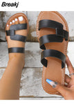 Women Flat Sandals 2023 Leather Cross Strap Rome Style High Quality Summer Ladies Shoes Luxury Zapatos De Mujer Buckle