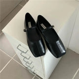 Flats 2023 Brand Design Square Toe Women Ballet Shoes Casual Buckle Strap Female Dress Shoes Low