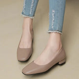 Spring New Flat Women Shoes Loafers Simple Low Heels Office Work Casual Shoes Slip on Flat Footwear Ladies Square Toe