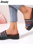 Heeled Women's Slippers 2023 European Style Comfy Walking Beach Sandal Summer Outside Simply Lady Slippers Plus Size