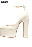 Heels Women Pumps Elegant Patent Leather Office Lady Shoes Luxury Brand High-heeled Female Platform Shoes Summer 2023