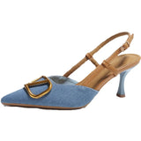 Breakj New Summer High Heels Women's Sandals With A Tip V Buckle Back Empty French