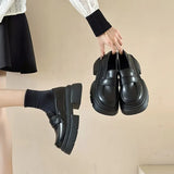 Love Shoes Heightened Small Leather Shoes 2024 New Korean Muffin Black English Round Head Retro JK