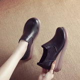 2023 First Layer Cowhide Platform Bottom Comfortable Women's Shoes Leisure Leather Comfortable Women's Single Shoes Middle-Aged And Elderly Mother