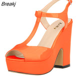 Women Platform Pumps Peep Toe High Heel Shoes Ladies Wedges Sandals Patent Leather Party Wedding