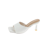 Women Designer High Heels Slides Mules Summer Thick Block Sandals Slippers Luxury Chunky Shoe Indoor Sapatos Mules