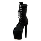 Sexy Fish Mouth Short Boots Waterproof Platform Steel Tube Dance Shoes Nightclub Model Show High Heels Women's Plus Size