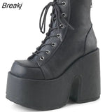Size 43 INS Hot Sale Women's Boots 2023 Solid High Heel Ankle Boots Platform Quality Fashion Punk Goth Women Shoes