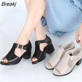 Fashion Sandals Women Fish Sandals Women Shoes Medium Heel Sandals Women Platform Sandals Heels Women Leather