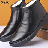 Shoes Men Chelsea Boots Thick Warm Plush for Cold Winter Mens Ankle Boots Male Leather