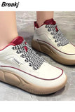 Platform Heels Casual Sport Women Shoes Flats Running Pu Leather Sneakers Woman Autumn New Thick Lace Up Mujer