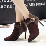 Women Boots 2023 Winter Shoes Woman Super High Heels Ankle Boots Thin Heels Pointed Toe Ladies Shoes Black Botines