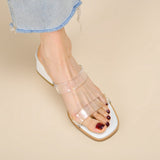 Summer Transparent Thick Middle Heel Sandals for Women Outer Wear Fashion Flip Flops Slip on Sandalias Mujer Casual