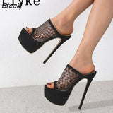 Size 35-42 Platform Slippers For Women Fashion Breathable Mesh Peep Toe Extreme High Heels Sandals Summer Shoes Lady