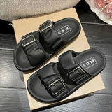 Shoes Woman 2024 Slippers Flat Platform Pantofle Luxury Slides New Rubber Designer Fashion PU Female Shoes Womens Slippers