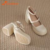 Heeled Mary Jean Pumps 2023 New Fashion Korean Style Sweet Cute Women Pumps Spring Summer Buckle Strap Element
