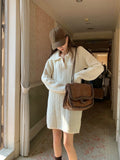 Autumn Knitted Y2k Mini Dress Elegant Sweater Woman Pure Color Korean Fashion Dress Casual Party Long Sleeve Dress