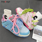 Women's Casual Sneakers Hip Hop Skateboard Fashion Women Mix Colors Running Sport Shoes Tennis Shoes Students Trend Walking