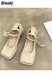 Pumps Square Toe Shallow Mouth Shoes 2023 Beige High Heels Sandals Ladies Mary Jane Fashion Latest Straps Spring 12cm