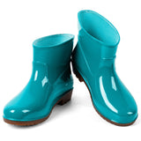 Rain Boots Women's Low-Cut PVC Beef Tendon Platform Solid Color Work Shoes Waterproof Rain Boots Thick Bottom for