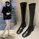Breakj Girl But The Knee 2023 Spring And Autumn Small Tall Cylinder Plus Velvet Thin Boots Thick High And Square Knight Long