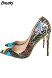 Graffiti Colorful Women Pumps Sexy Women High Heels Wedding Party Women Shoes Stilettos 12 cm QP026