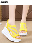 Straps Espadrilles Platform Clogs Wedge Female Shoe 2023 Women's Open Toe Increasing Height High Heels Muffins shoe