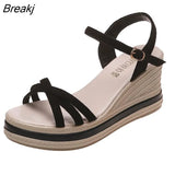 New Fashion Women Wedge Sandals Summer Platform Sandals Buckle Strap Open Toe Platform Casual Shoes Ladies