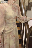 One Piece Dress Korean Fashion 2023 Spring Long Sleeve Elegant Midi Dress Woman Casual Solid Even Party Dress Office