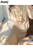 Women Coral Fleece Fruit Print Ins Lovely Ulzzang Home Wear Loose Student Midi Winter Lapel Sweet Girls Hot Sale
