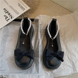 Women Thick Platform Mary Janes Lolita Shoes Party Pumps Summer 2023 New Sandals Bow Chain Mujer Shoes Fashion Oxford