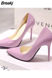 Women's Summer Footwear Black Shoes for Woman 2023 Super High Heel Stilito Sexy Stripper Pink on Promotion Korean Style