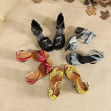 New Sandals National Wind Leather Women's Shoes Thick Heel Fish Mouth Mother Shoes Elderly Women's Shoes Soft Bottom