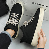 Men's Canvas Shoes Fashion Spring Solid High Top Vulcanized Shoes Men Flat Design Casual Sneakers Man Board