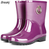 Boots Women Short Tube Rain Shoes Adult Water Boots Anti-skid Water Shoes Jelly Rubber Shoes Rain Boots