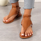 Breakj Toe Sandals Women 2025 Leisure Flat-Bottomed Toes With A Word Buckle Beach