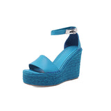 Breakj New Waterproof Platform High Heels Women Thick Platform With Grass Plus Word Fishmouth Sandal