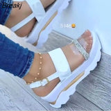 Women Golden Sandals Platform Heels Cross Strap Ankle Peep Toe Beach Party Ladies Shoes Zapatos Sandals shoes for