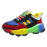 Mix Color Chunky Sneakers Women 2023 Autumn Platform Sports Shoes Woman Thick Bottom Lace Up Vulcanized Shoes Plus