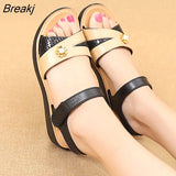Fashion Summer Women's Flats Sandals Leather Classic Hook Loop Shoes Woman Non Slip Soft Sole Comfortable Ladies