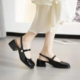 Sandals Mary Jane Shallow Mouth Comfort Shoes for Women Summer Heels Med Pointed Girls High Spring Retro Medium
