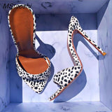 Horsehair Slippers Women Shoes Super-high Heel Stiletto Sandals Party Runway Pointed Peep Toe Women's Sandals Big Size