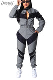 Patchwork Sporty Two Piece Sets Women Tracksuits Suits Zipper Coat Sweatshirt Cargo Pants 2pcs Outfits Sets