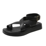 Women Summer Sandals 2023 New Genuine Leather Ladies Sandals Flat Fashion Sandals Women Wedges Shoes for