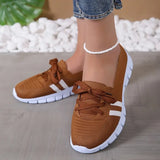 Striped Knitted Flats Shoes Women Breathable Mesh Non Slip Loafers Shoes Woman Comfortable Shallow Walking Shoes