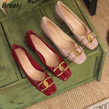 Women's Shoes Square Toe High-heeled Shoes Thick Heel French Two-wear Stepped with Shallow Mouth Seasons Single Shoes