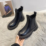 Autumn Winter Boots Women 2023 Platform Brown Black Ankle Boots for Women Retro Shoes Fur Short Chunky Punk