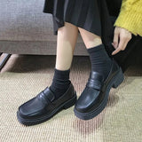 black Loafers women Student Uniform Small Leather Shoes flats Retro British Style Fashion Women's Single Shoes Mary