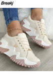 Sneakers 2023 Black Thick Sole Designer Breathable Lace Up Fashion Ladies Athletic ShoesHeightening Vulcanized