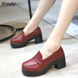 heels platform pumps mujer 2023 spring new fashion buckle solid black shoes woman PU leather waterproof shoes femme